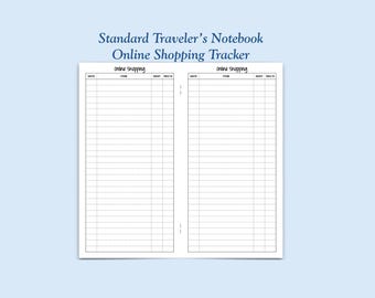 Printed Standard Size Online Shopping Tracker Traveler's Notebook Insert