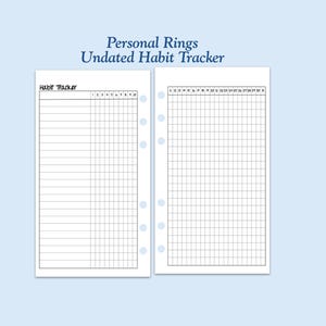 Inserto para planificador de hábitos de tamaño personal impreso SIN FECHA