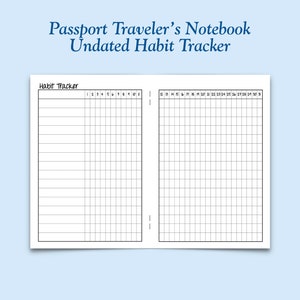 Printed UNDATED Passport Size Habit Tracker Traveler&#39;s Notebook Insert