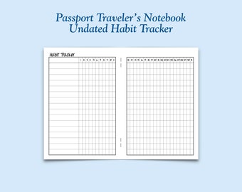 Printed UNDATED Passport Size Habit Tracker Traveler's Notebook Insert