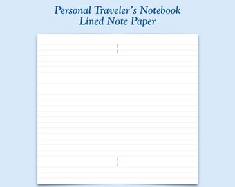 Printed Personal Size Lined Paper Traveler's Notebook Insert