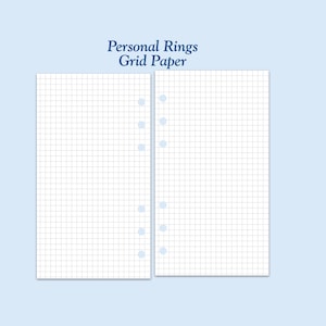Printed Personal Size Grid Paper Ring Planner Inserts