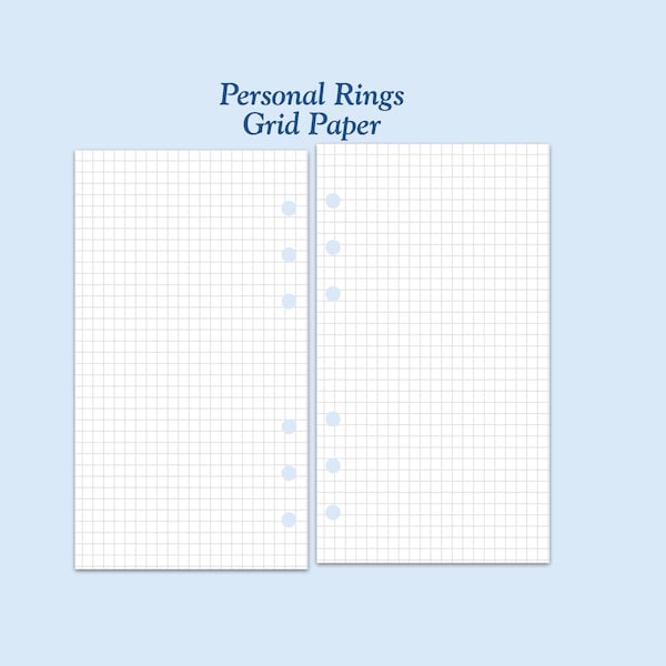 Printed Personal Size Grid Paper Ring Planner Inserts