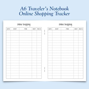 Printed A6 Size Online Shopping Tracker Traveler&#39;s Notebook Insert