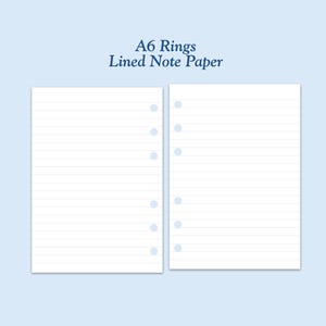 Printed TRUE A6 Size Lined Note Paper Ring Planner Inserts ***Please read item description before purchase