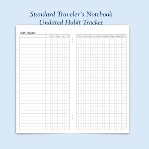 Printed UNDATED Standard Size Habit Tracker Traveler's Notebook Insert