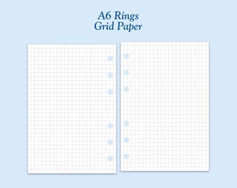 Printed TRUE A6 Size Grid Paper Ring Planner Inserts  ***Please read item description before purchase