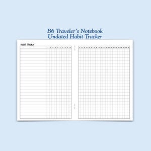 Printed UNDATED B6 Size Habit Tracker Traveler's Notebook Inserts