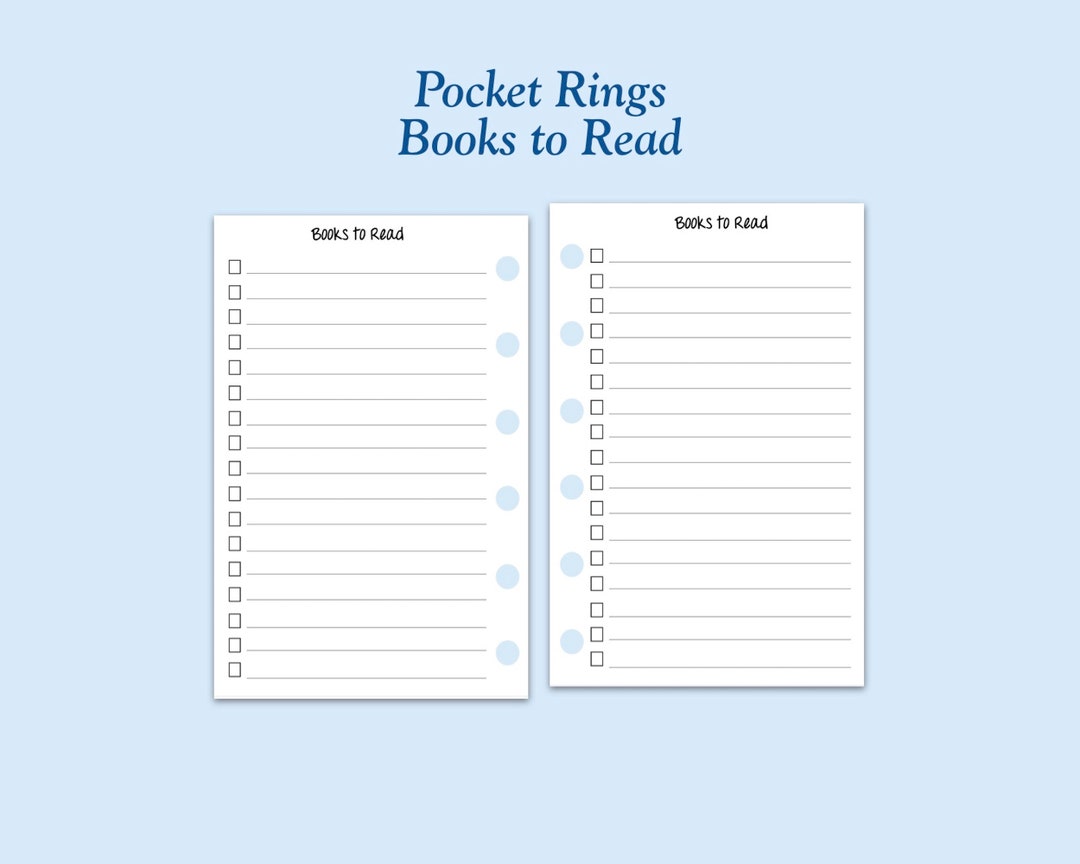 Printed Pocket Size Books to Read Ring Planner Inserts - Etsy