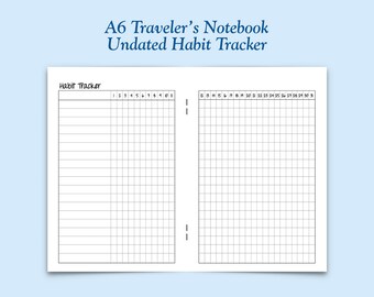 Printed UNDATED A6 Size Habit Tracker Traveler's Notebook Insert