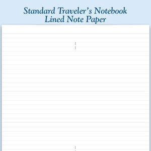 Printed Standard Size Lined Paper Traveler's Notebook Insert - Etsy