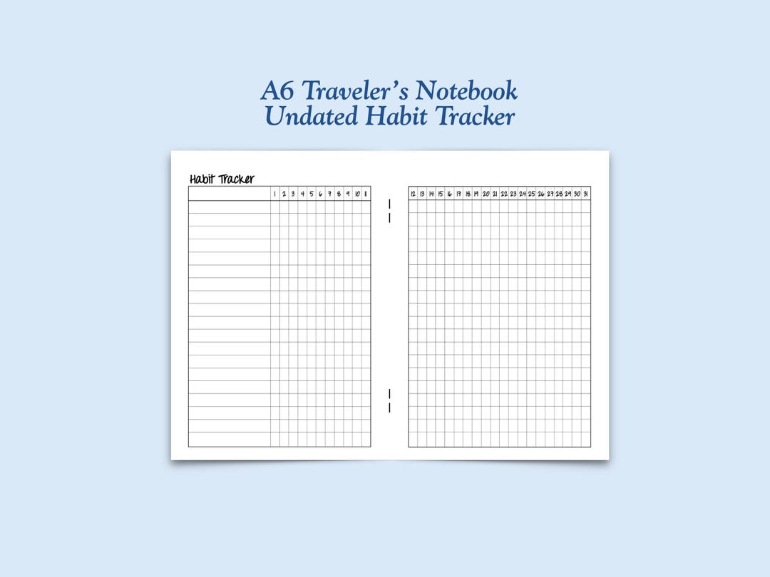 Printed UNDATED A6 Size Habit Tracker Traveler's Notebook Insert - Etsy