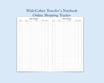 Printed Wide/Cahier Size Online Shopping Tracker Traveler's Notebook Insert
