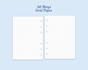 Printed TRUE A6 Size Grid Paper Ring Planner Inserts  ***Please read item description before purchase