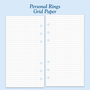 Printed Personal Size Grid Paper Ring Planner Inserts