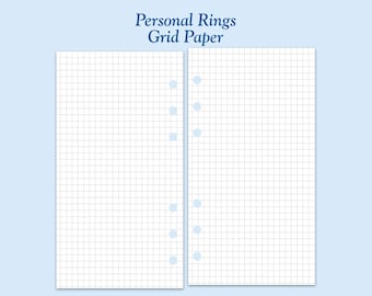 Printed Personal Size Grid Paper Ring Planner Inserts