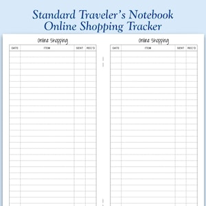 Printed Standard Size Online Shopping Tracker Traveler&#39;s Notebook Insert
