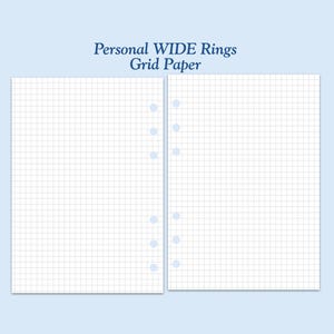 Printed Personal WIDE Size Grid Paper Ring Planner Inserts