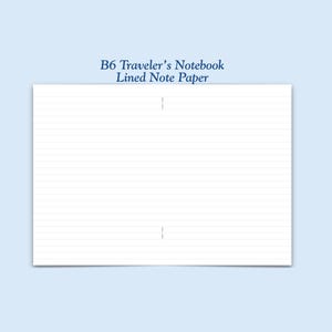 Printed B6 Size Lined Paper Traveler's Notebook Insert