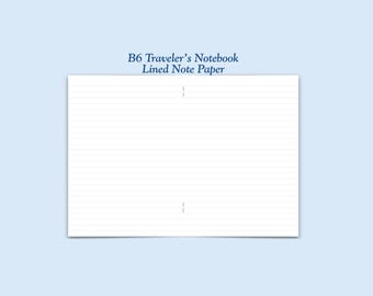 Printed B6 Size Lined Paper Traveler's Notebook Insert