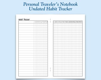 Printed UNDATED Personal Size Habit Tracker Traveler's Notebook Insert