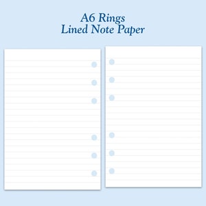 Printed TRUE A6 Size Lined Note Paper Ring Planner Inserts ***Please read item description before purchase