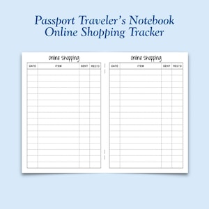 Printed Passport Size Online Shopping Tracker Traveler&#39;s Notebook Insert