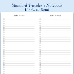 Printed Standard Size Books to Read Traveler&#39;s Notebook Insert
