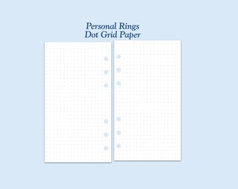 Printed Personal Size Dot Grid Paper Ring Planner Inserts