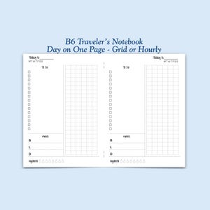Printed UNDATED B6 Size Day on One Page Traveler's Notebook Insert - 31 day booklet