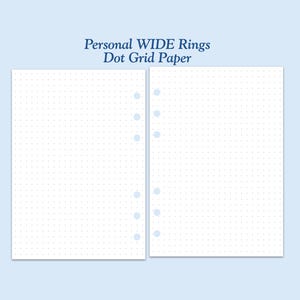 Printed Personal WIDE Size Dot Grid Paper Ring Planner Inserts