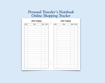 Printed Personal Size Online Shopping Tracker Traveler's Notebook Insert