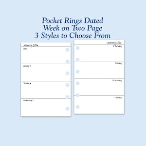 DATED Printed Pocket Size Week On Two Page Ring Planner Inserts