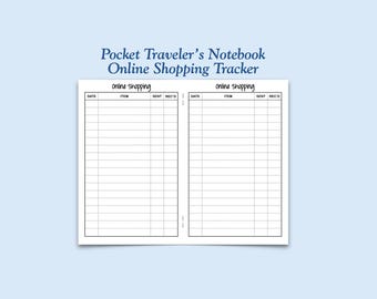 Printed Pocket Size Online Shopping Tracker Traveler's Notebook Insert