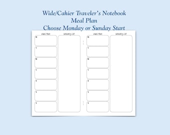 Printed Wide/Cahier Size Meal Plan Traveler's Notebook Insert