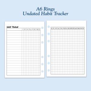 UNDATED Printed TRUE A6 Size Habit Tracker Ring Planner Inserts  ***Please read item description before purchase