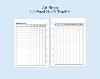 UNDATED Printed TRUE A6 Size Habit Tracker Ring Planner Inserts  ***Please read item description before purchase