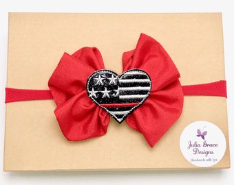 Baby Headband Thin Red Line Headband Firefighter Baby Girl Back the Red Headband Infant Headband Firefighter Headband Newborn Headband