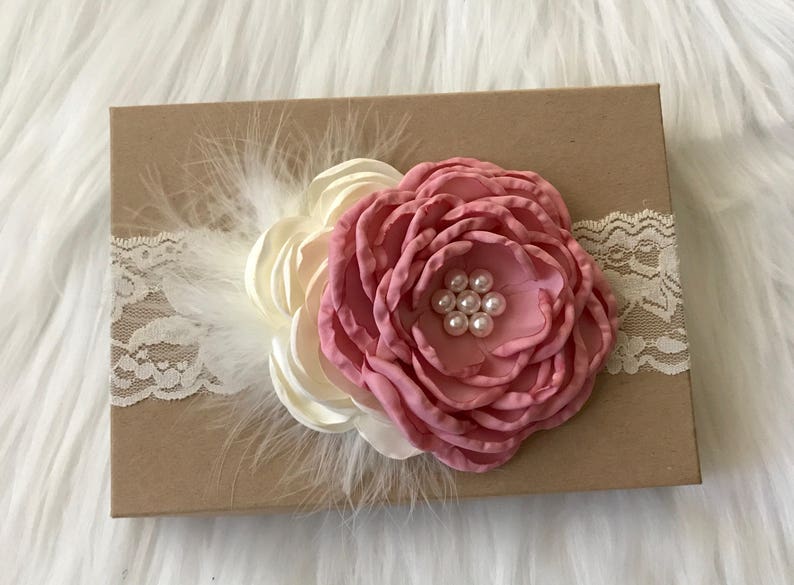 Lace Headband Baby Newborn Headband Fall Headband Baby Headband Baby Girl Headband Girl Headband Infant Headband Dusty Pink Headband