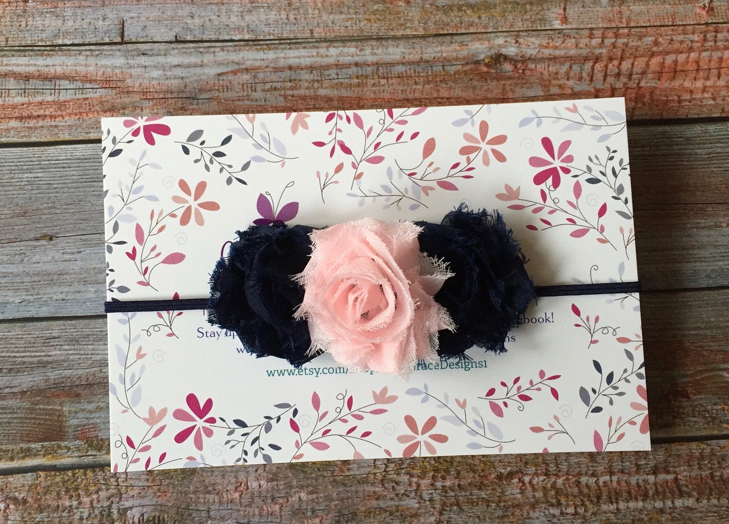 Navy Blue & Pink Headband/Navy Blue Headband/Baby Etsy