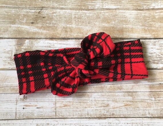 plaid headband baby