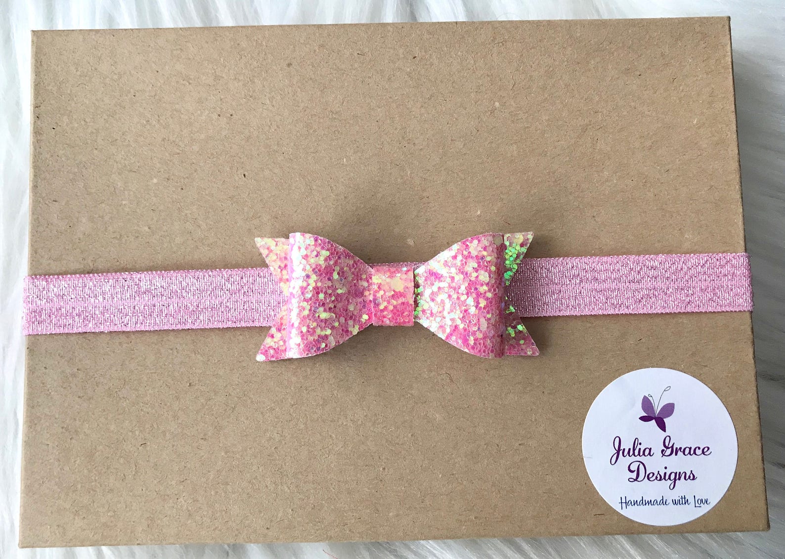 Pink Glitter Bow Headband Light Pink Headband Bow Headband Etsy