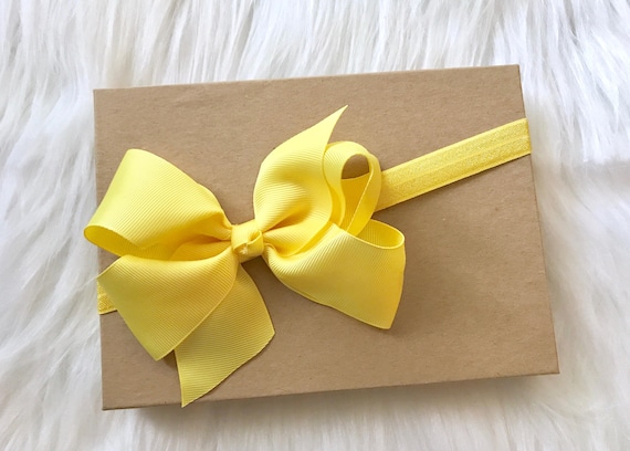 yellow bow headband baby