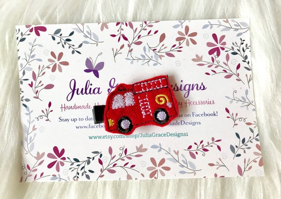 Firetruck Hair Clip Toddler Hair Clip Baby Hair Clip Baby Etsy
