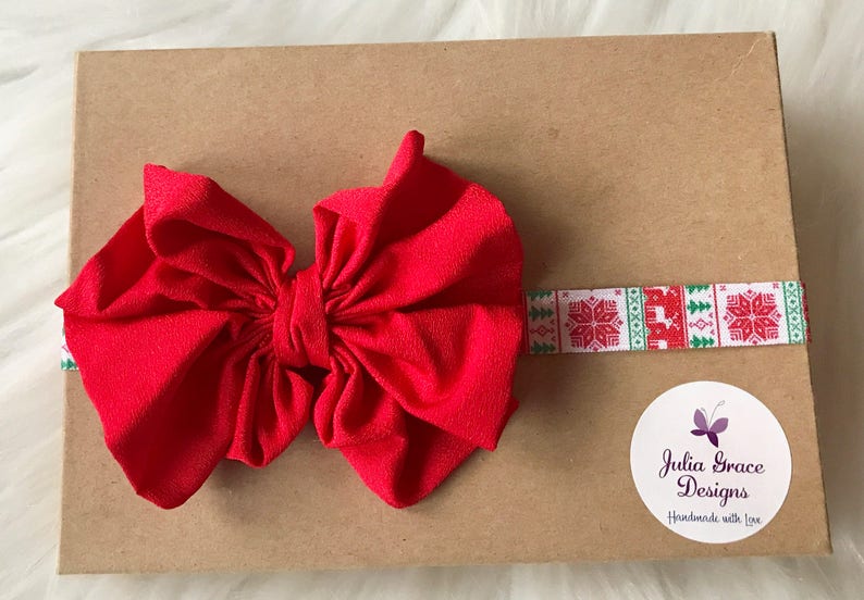 Christmas Headband Bow Headband Red Messy Bow Headband Newborn Headband Girl Headband Infant Headband Red Headband Baby Headband