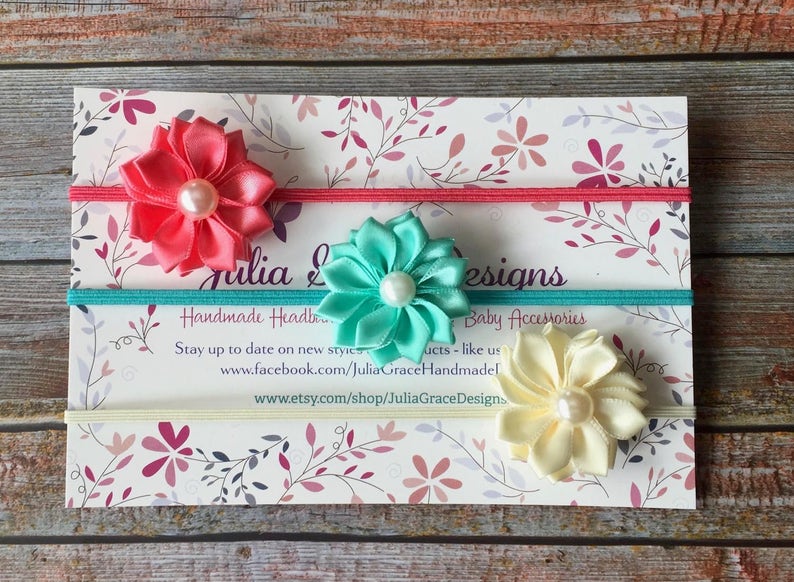 Baby Headband Small Headband Baby Girl Headband Newborn Headband 3 Small Baby Headbands Small Hair Bow Headband Little Baby Headband