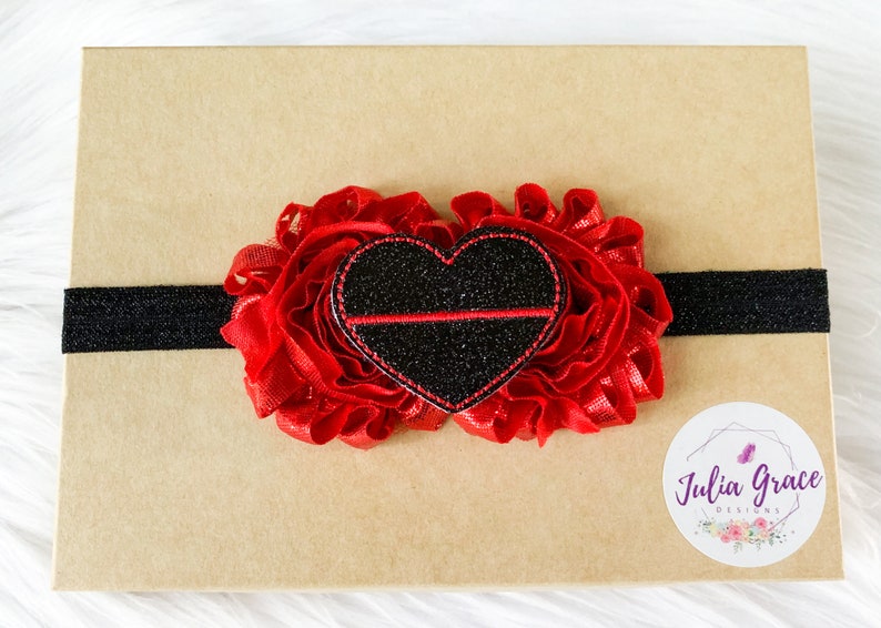 Baby Headband Thin Red Line Headband Firefighter Baby Girl Back the Red Headband Infant Headband Firefighter Headband Newborn Headband