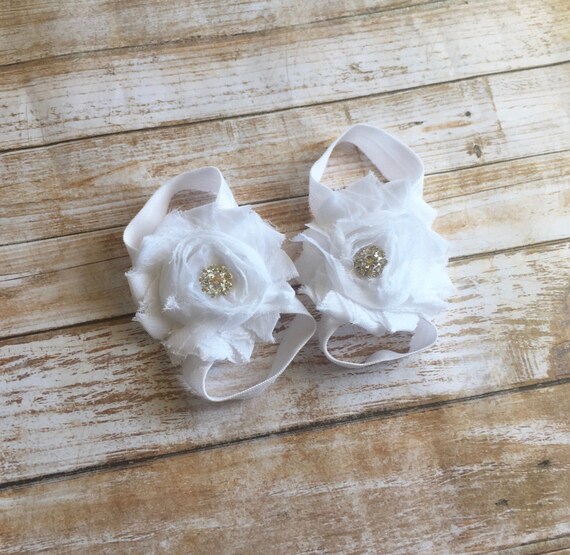 white newborn sandals