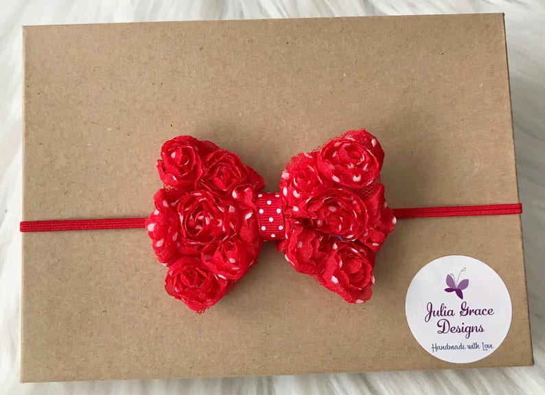 Baby Hair Bow Infant Headband Headband Baby Girl Headband Newborn Headband Baby Headband Red Shabby Bow Headband Bow Headband