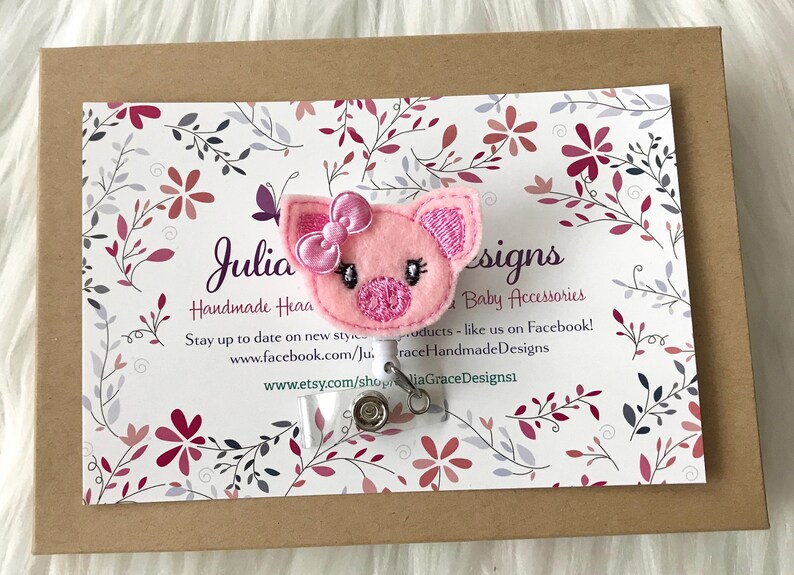 Holder Badge Reel Cute Pig Retractable Badge Retractable ID Badge Holder Badge Reel Clip Nurse Badge Reel Felt Badge Reel Badge Pull